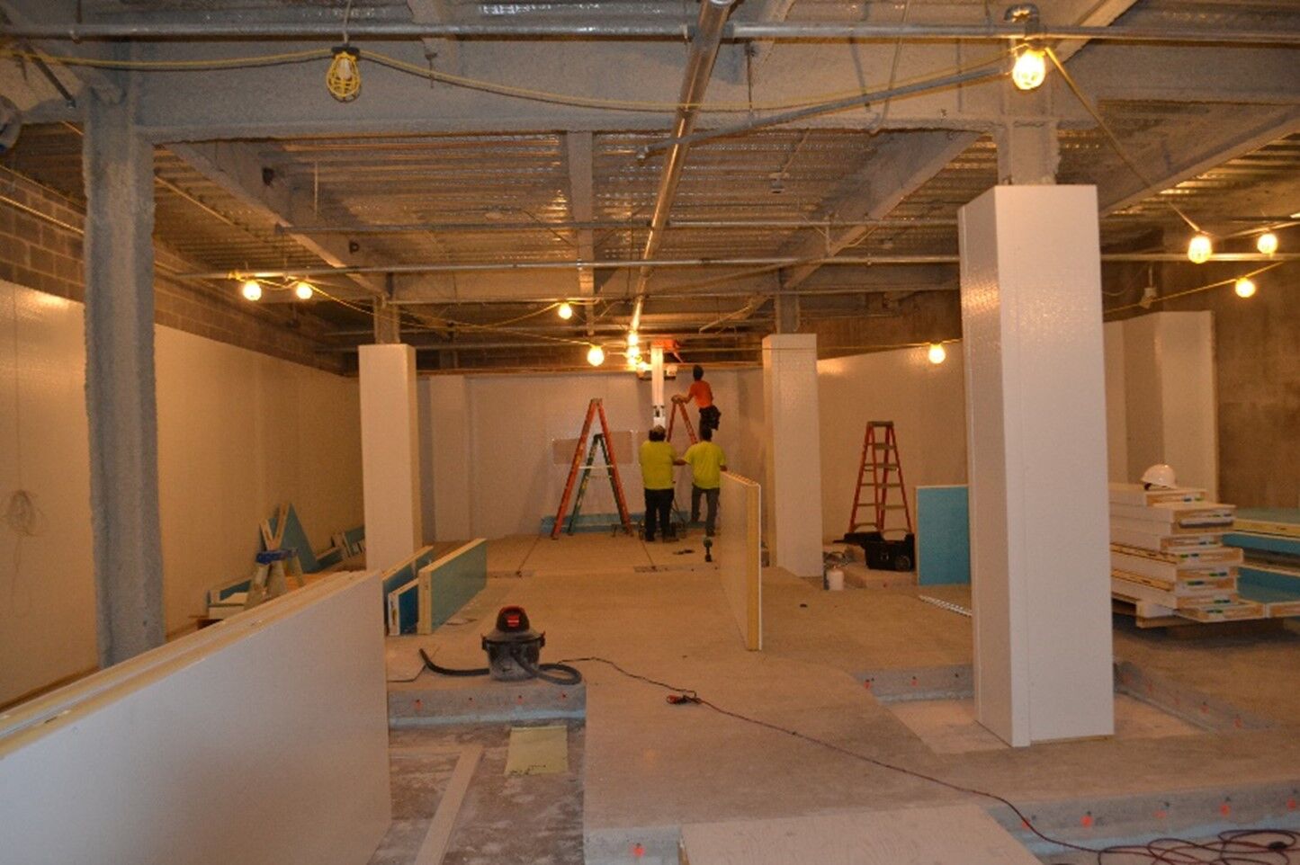 view inside an art storage unit in construction