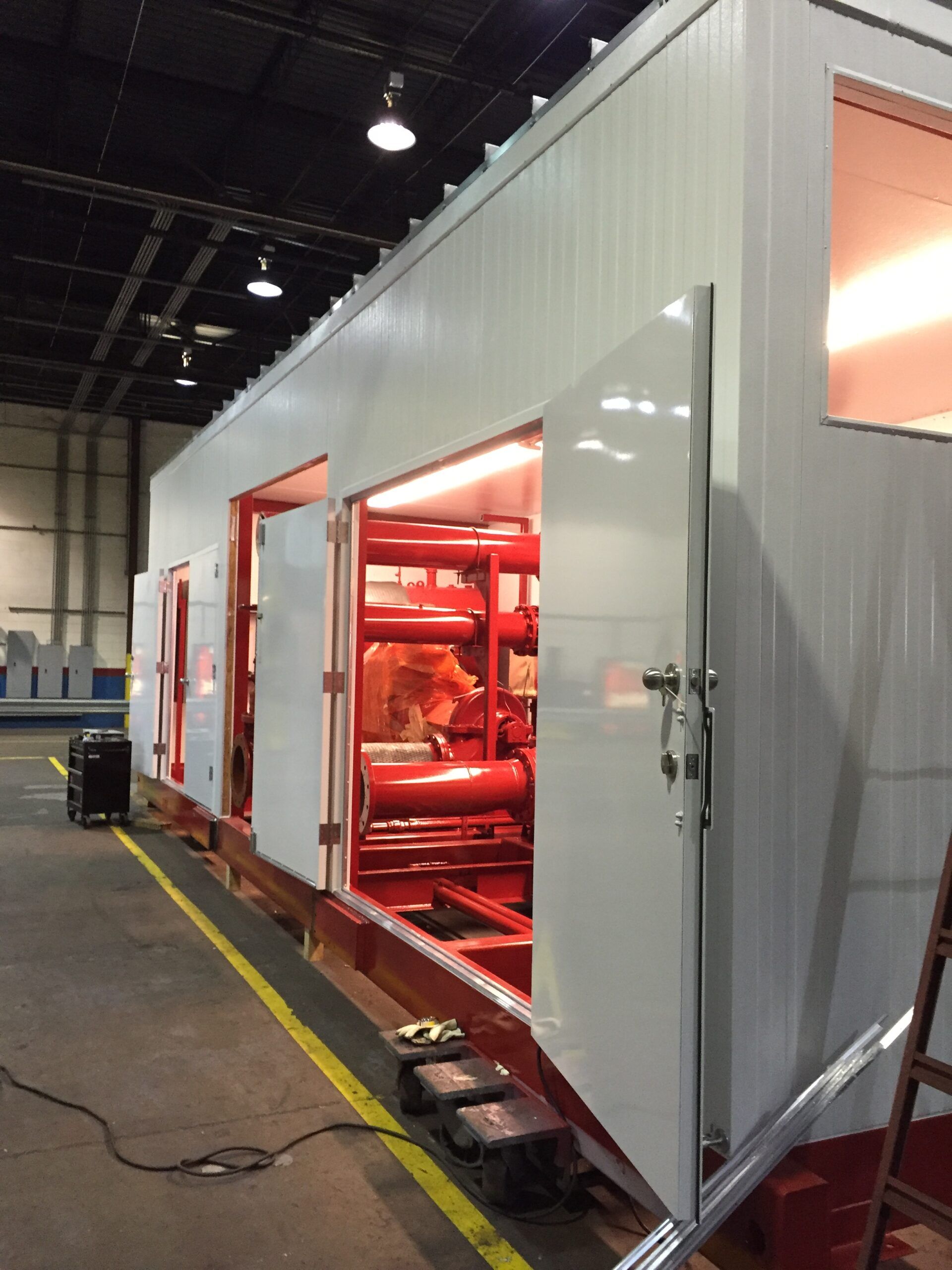 metal building used for outdoors for the protection of pump systems