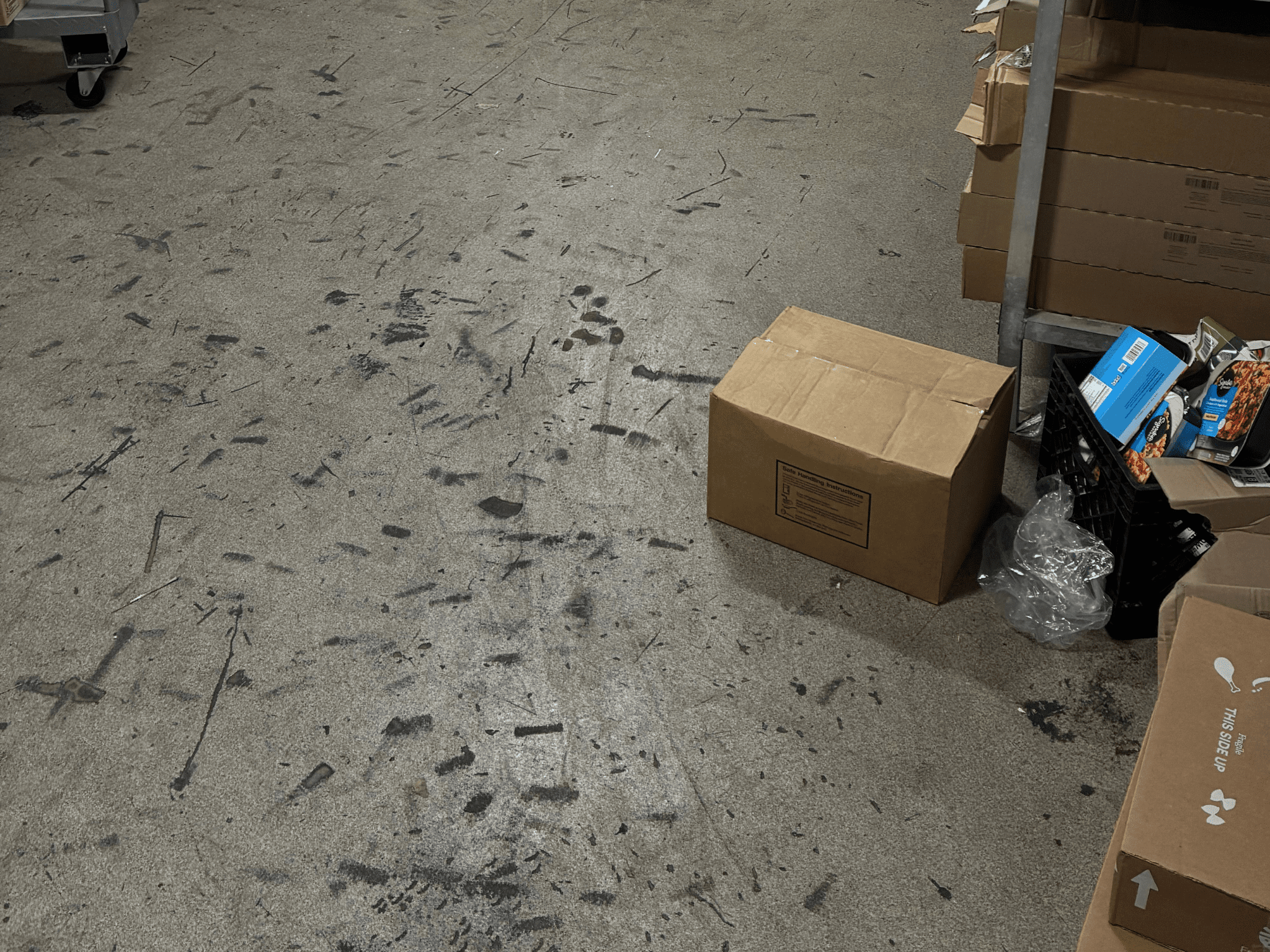 Dirty floor with packages
