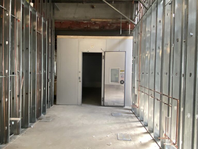 walk-in cooler under construction