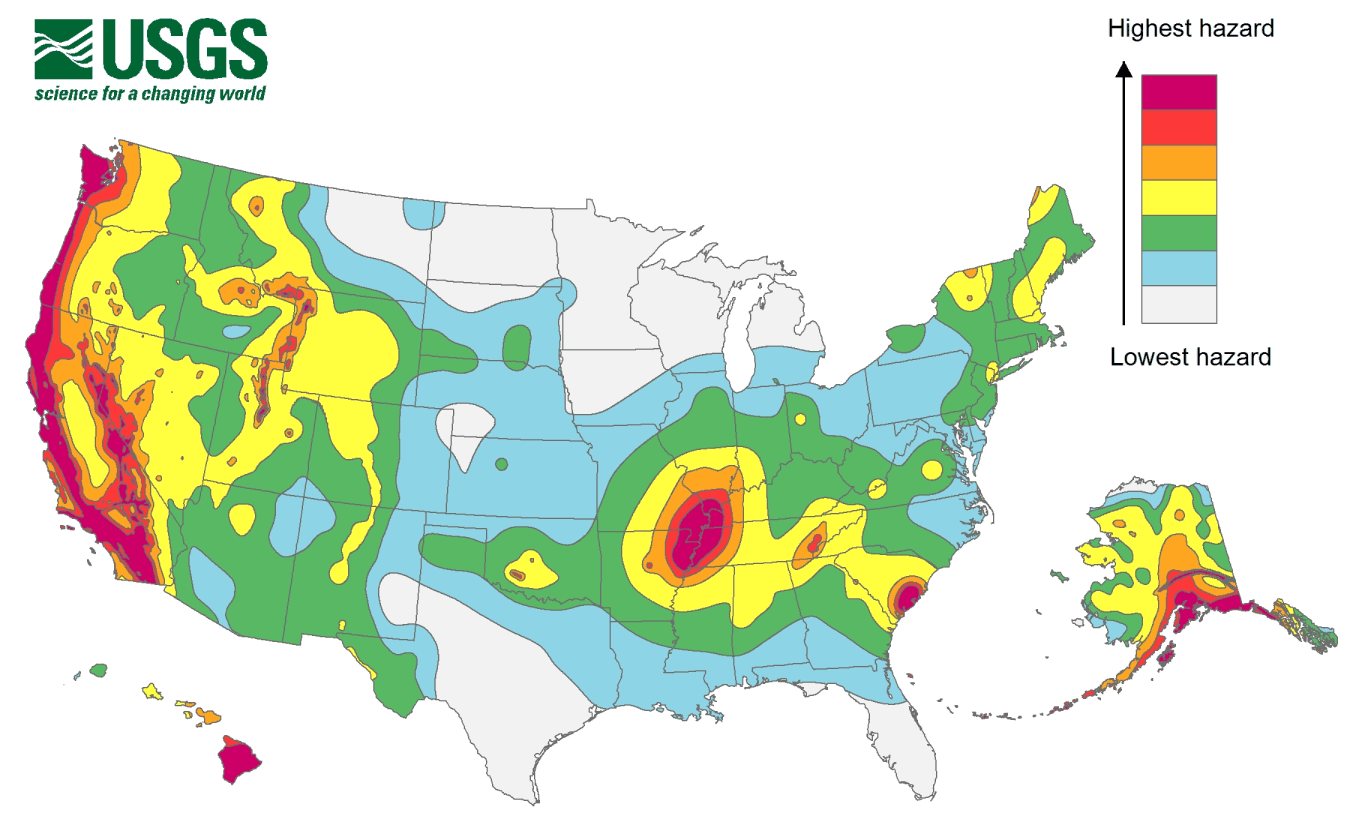 USGS Heat Map of Extreme Condition Hazards
