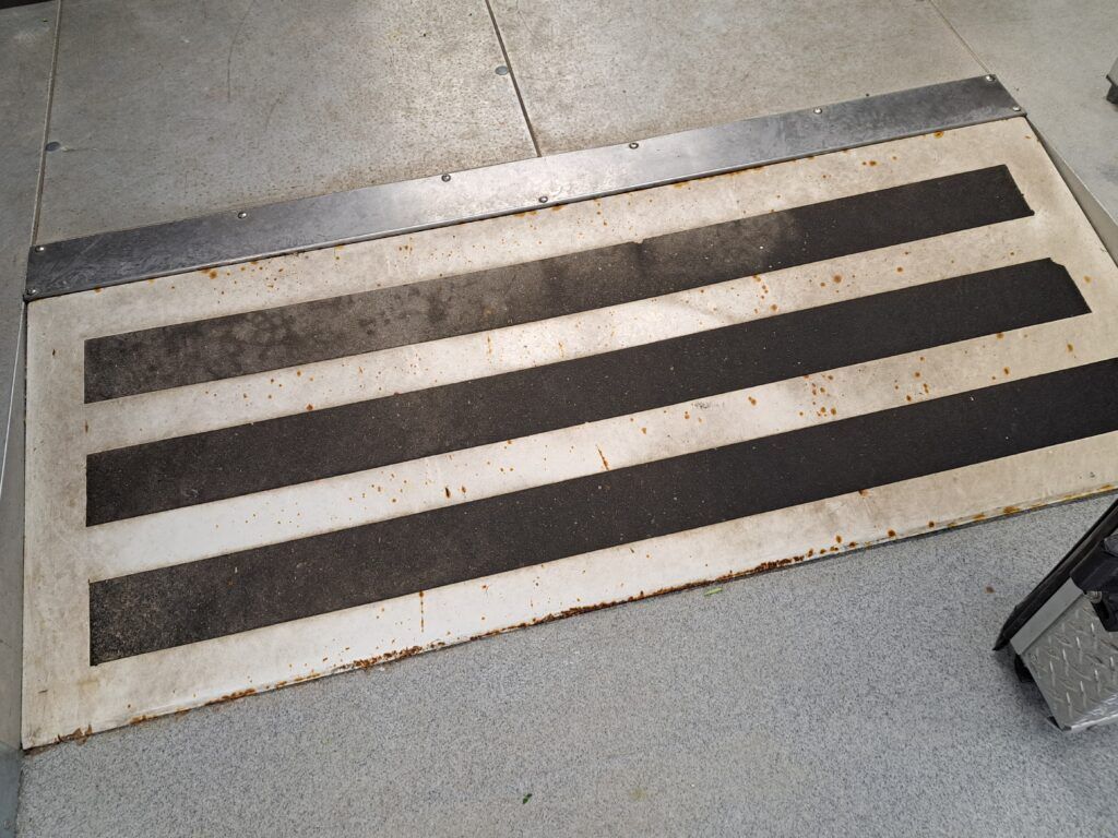 rusted walk-in floor