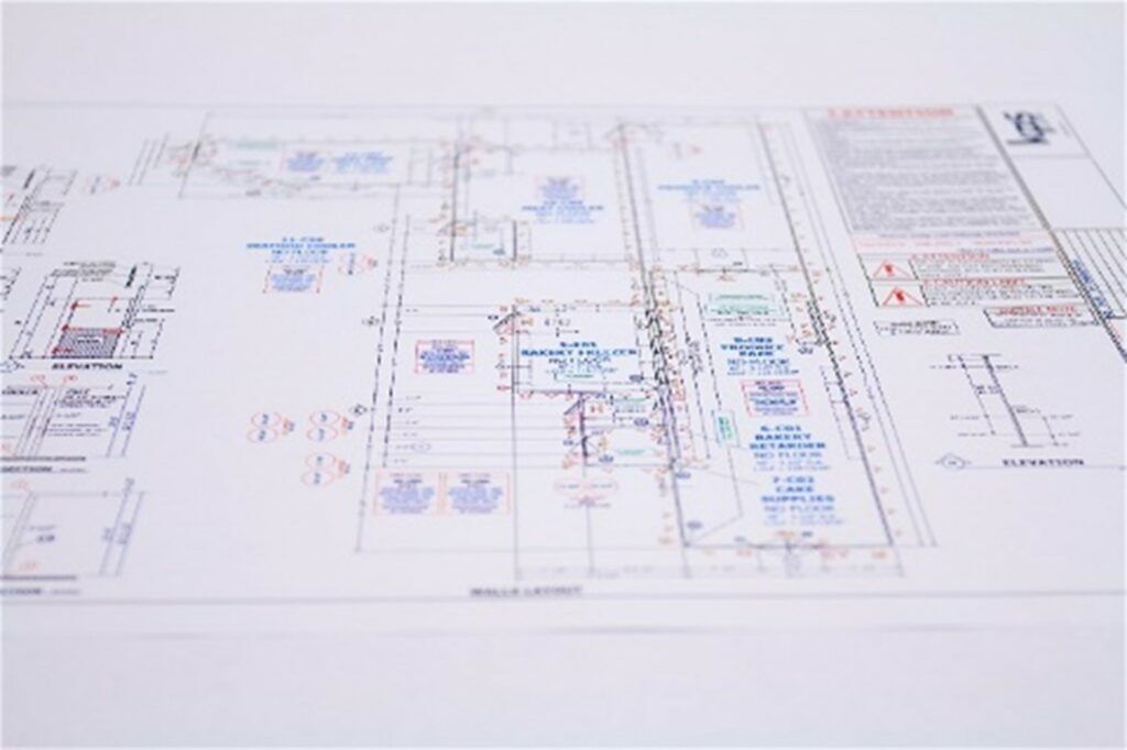 commercial construction drawing for grocery stores