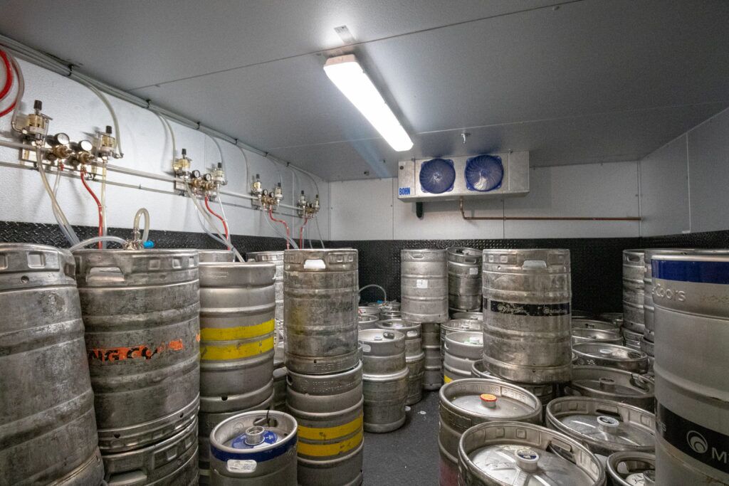 Stadium keg cooler designed to store beer at the preferred temperature.